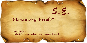 Stranszky Ernő névjegykártya